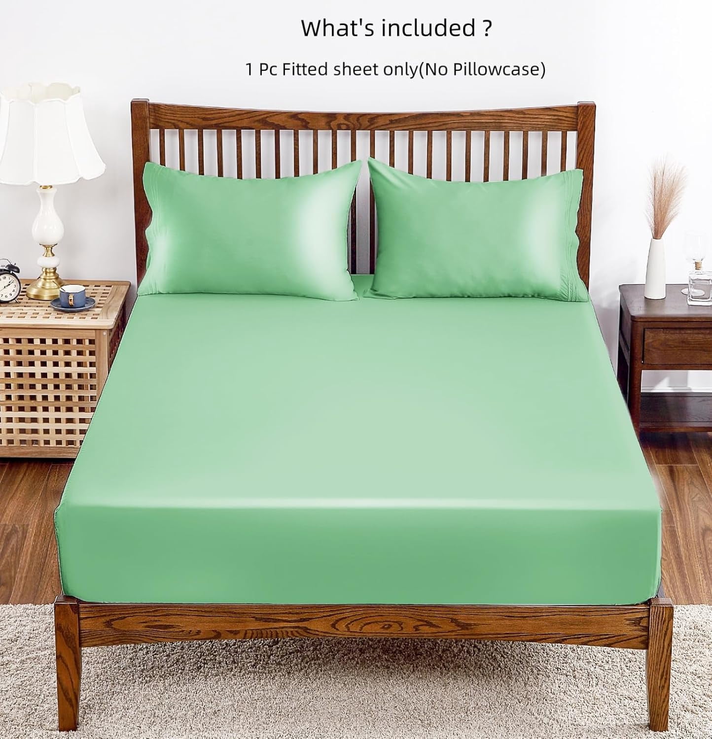 Bamboo Viscose Fitted Sheet 1 Pack Twin Size Only,400 Thread Count,8-16" Deep Pocket,Bottom Sheet Colorfast Soft & Silky & Breathable(1 Fitted Sheet Only, Sage Green, Twin)