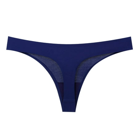 Pavied Thongs for Women Seamless Underwear Cheeky Underwear Womens Underwear Cotton Bikini Panties Lace Soft Hipster Panty Ladies Stretch Full Briefs Panties for Women Navy L