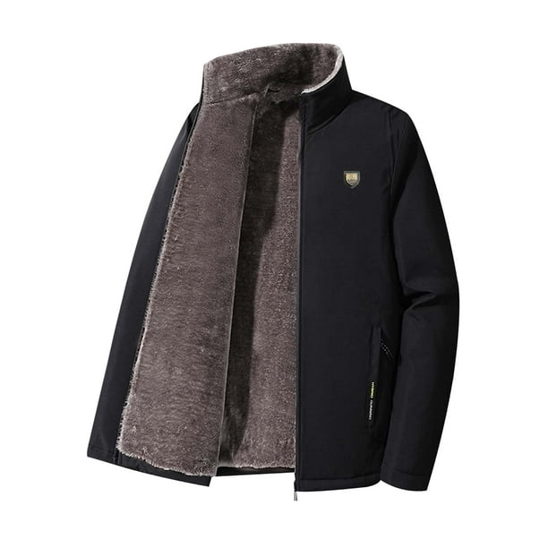 Men Letter Graphic Patched Detail Zipper Thermal Jacket
