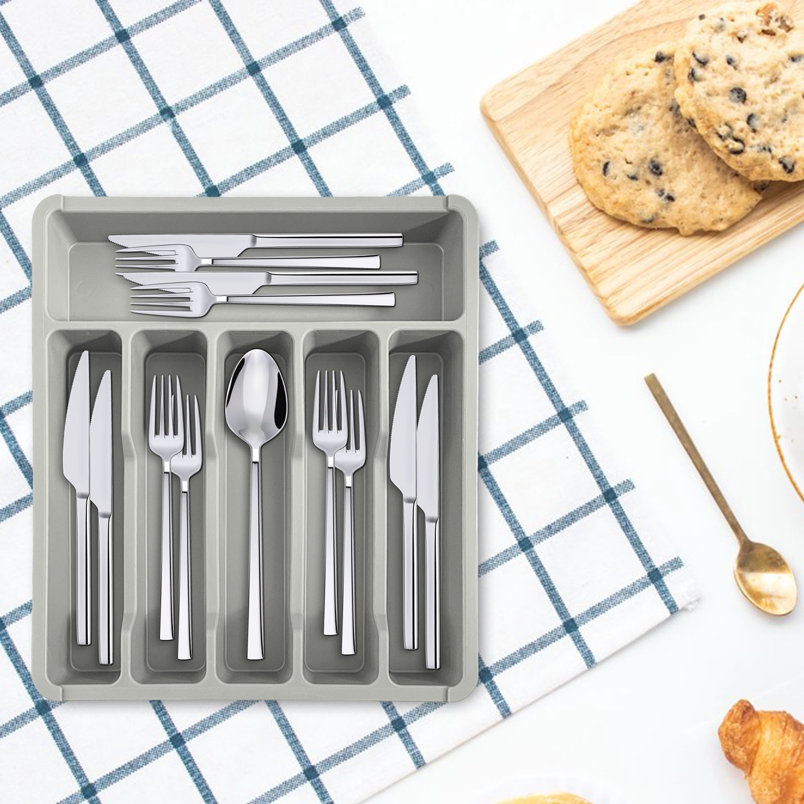 Homelife Drawer Organizer Tray for Kitchen Drawer Expandable Cutlery Flatware Holder Adjustable Plastic Utensil Divider Spatula Tools And Gadgets Storage