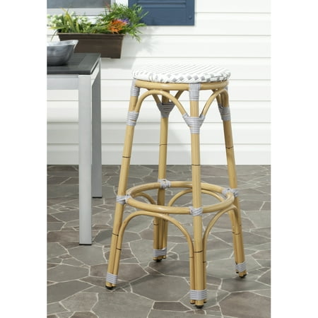 SAFAVIEH Kipnuk Stool Grey/White (Indoor/Outdoor) Grey / White
