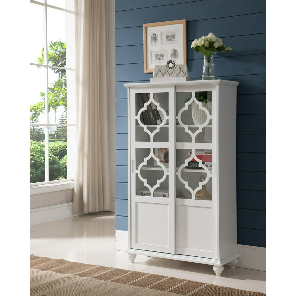 Chase White Wood Contemporary China Curio Display with Glass