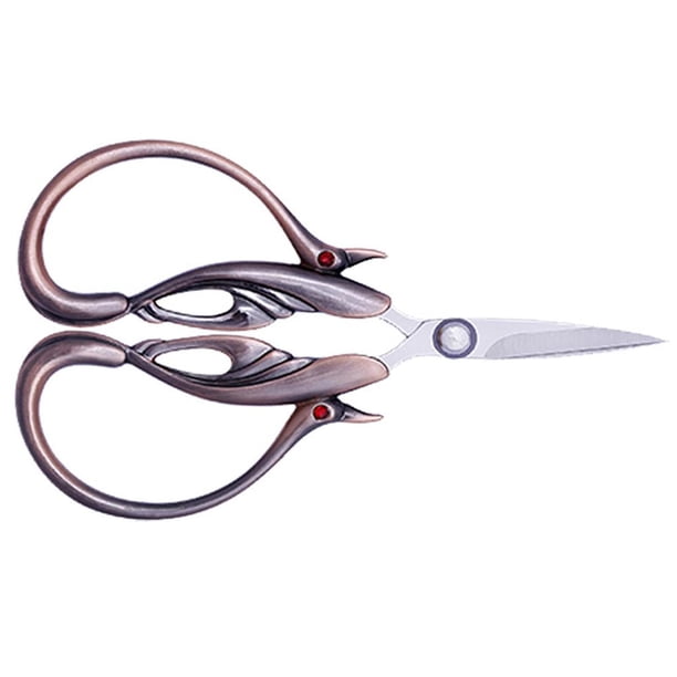 Tijeras de costura y bordado con mango de cisne de diseño vintage para sastres. Cobre