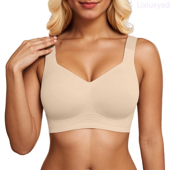 Lixiuxyad Wirefree Full Coverage Bra For Seamless Comfort Everyday T Shirt Underwire Support Soft Fabric Breathable Smooth Fit,Bras for Women Beige L