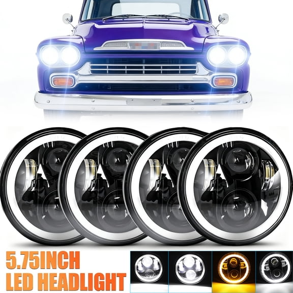 4pcs DOT Approved 5.75" Round LED Headlights with Halo DRL - Fit 1958-1959 Chevy 3100 Truck