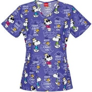 Women's Fashion Collection Poly Cotton Print V-Neck Scrub Top