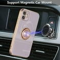 thumbnail image 6 of Electroplated Magnetic Ring Holder Case, 360 Degree with Rotation Metal Finger Ring Holder Magnet Car Holder Soft Silicone Shockproof Cover for iPhone 13 6.1 inch - Purple, 6 of 16