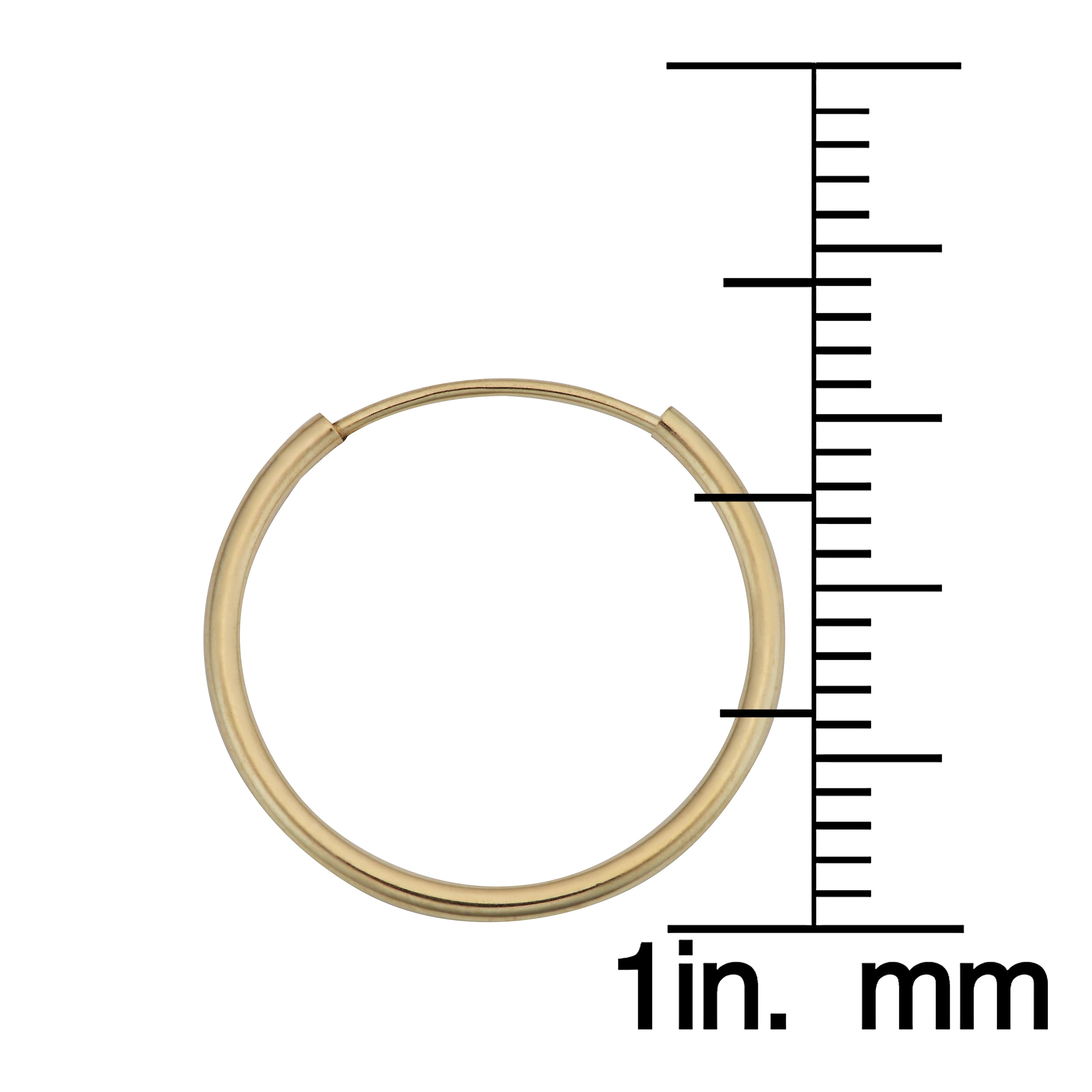 KoolJewelry 14k Yellow Gold 16 mm Round Tube Endless Hoop Earrings