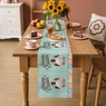 thumbnail image 2 of Green Easter Table Runner 48 Inches, Spring Cartoon Bunny Colorful Eggs Wood Grain Bed Runner Dresser Scarves Tabletop for Indoor Outdoor Parties/Ceremony/Banquet, 13" x 48", 2 of 8
