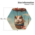 thumbnail image 2 of Vsdgher Hot Air Balloon Guinea Pig Leather Coasters for Drinks, Durable Drink Coasters 4 Set for Tabletop Protection, Luxurious Home Décor and Housewarming Gift ( {designName})Hexagon, 2 of 6