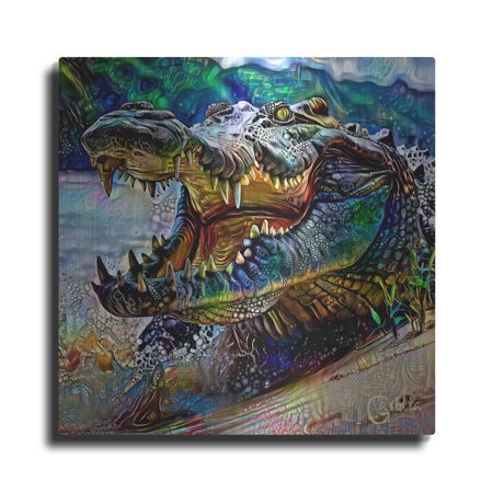 Luxe Metal Art 'Crocodile' by Pedro Gavidia Metal Wall Art, 12" x 12"