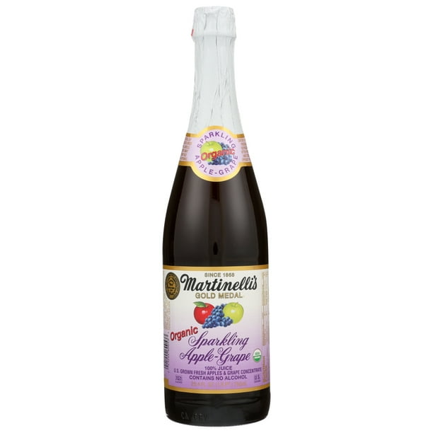 Martinellis Organic Apple Grape Sparkling Juice, 25.4 Fluid Ounce 12
