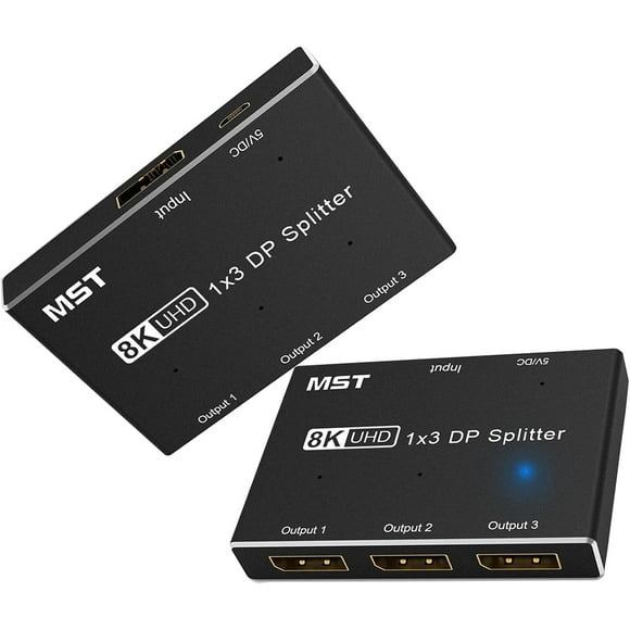 KSRplayer Monitor Triple de 3 Puertos DP KVM Switch con Accesorios Incluidos