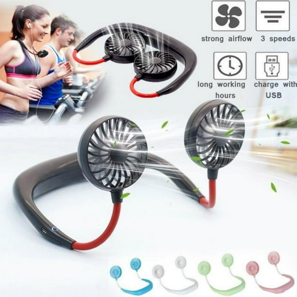 Ventilador Personal Recargable Por USB Mini Manos Libres Diseño Portátil Para El Cuello