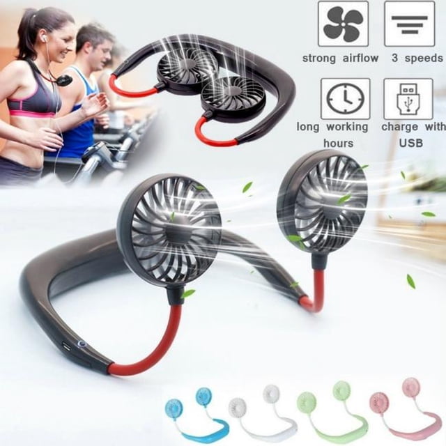 Ventilador Personal Recargable Por USB Mini Manos Libres Diseño Portátil Para El Cuello