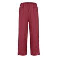 thumbnail image 4 of LMOIPLI Men's Casual Cropped Pants Solid Color Elastic Waist with Pockets Drawstring Closure Breathable Thick Fabric Comfortable for Running Hiking Yoga Daily Wear Red L, 4 of 6