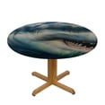 thumbnail image 3 of Orinice Shark Fish Hyper Realistic Round Table Cover Stain Resistant Washable Indoor Outdoor Tablecloth Kitchen Dining Wedding Parties 100% Polyester Fiber 46-50, 3 of 8