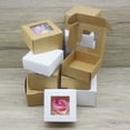thumbnail image 5 of Wholesale of 10 latest gift packaging boxes with window white/kraft paper boxes, party matching candy gift bags 8x8x4cm white window, 5 of 6