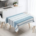 thumbnail image 4 of Blue and White Striped Tablecloth French Stripe Fabric Dust-Proof Rustic Farmhouse Waterproof Table Cover Polyester Rectangle Tablecloths for Kitchen Dining Party Brunches 60x84 Inch, 4 of 6