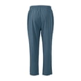 thumbnail image 6 of Domuza Track Pants Men Elastic Waist Drawstring Wide Leg Athletic Hiking Sweatpants Stretchy Lightweight Thin Sweat Pants Dark Blue L, 6 of 6