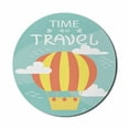 thumbnail image 1 of Travel Mouse Pad for Computers, Time to Travel Wording with an Air Balloon and Clouds, Round Non-Slip Thick Rubber Modern Gaming Mousepad, 8" Round, Seafoam Multicolor, by Ambesonne, 1 of 2