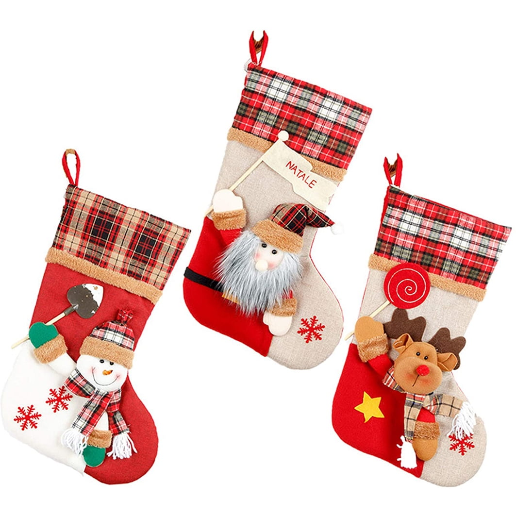 Details about   3D 18" Christmas  Hanging Stockings  Snowman /Santa's Gift  Stockings  Bag 
