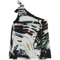 thumbnail image 2 of bar III Blusa estampada de un hombro para mujer, blanca, mediana, 2 of 2