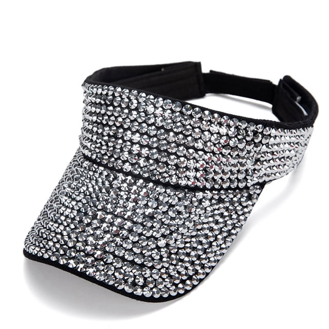 Baseball Caps Unisex Adjustable Summer Visor Cap with Bling Rhinestones Sport Hat for Everyday Wear and Outdoor Activities