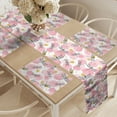 thumbnail image 2 of Ambesonne Dragonfly Table Runner & Placemats, Watercolor Rounds Insect, Placemat 4 pcs + Runner 16"x90", Pale Pink Mustard White, 2 of 2