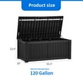 thumbnail image 2 of Dextrus 120 Gallon Outdoor Storage Deck Box, Large Resin Patio Storage for Outdoor Pillows, Garden Tools and Pool Supplies, Waterproof, Lockable (Black), 2 of 6