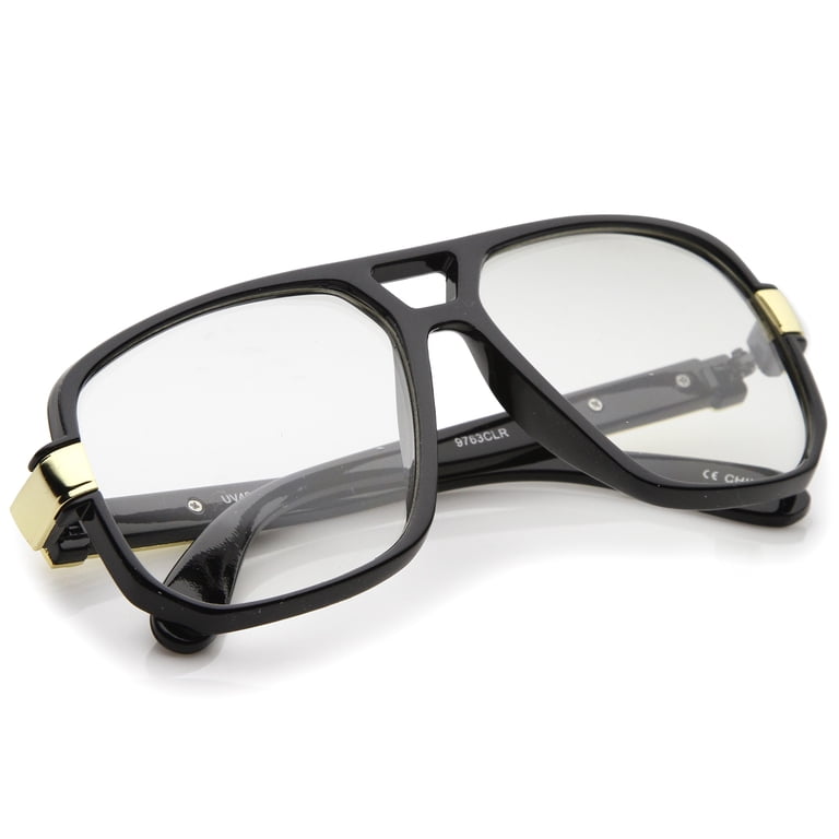 zerouv - classic flat top metal accented temples clear lens square