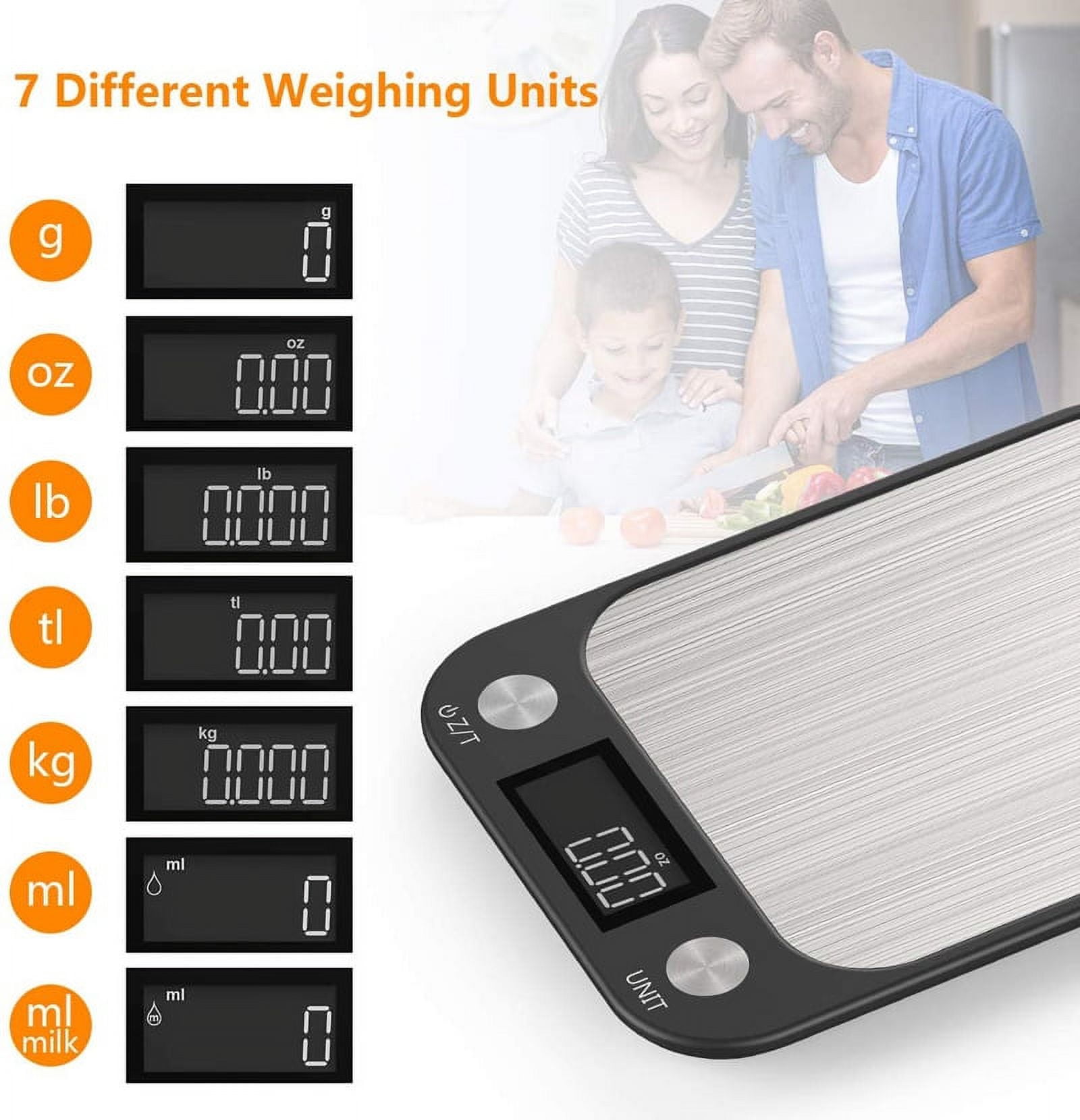 RIWPKFH Kitchen Scale 10Kg/1g Weighing Food Coffee Balance Smart Electronic Digital Scales Stainless Steel Design for Cooking and Baking