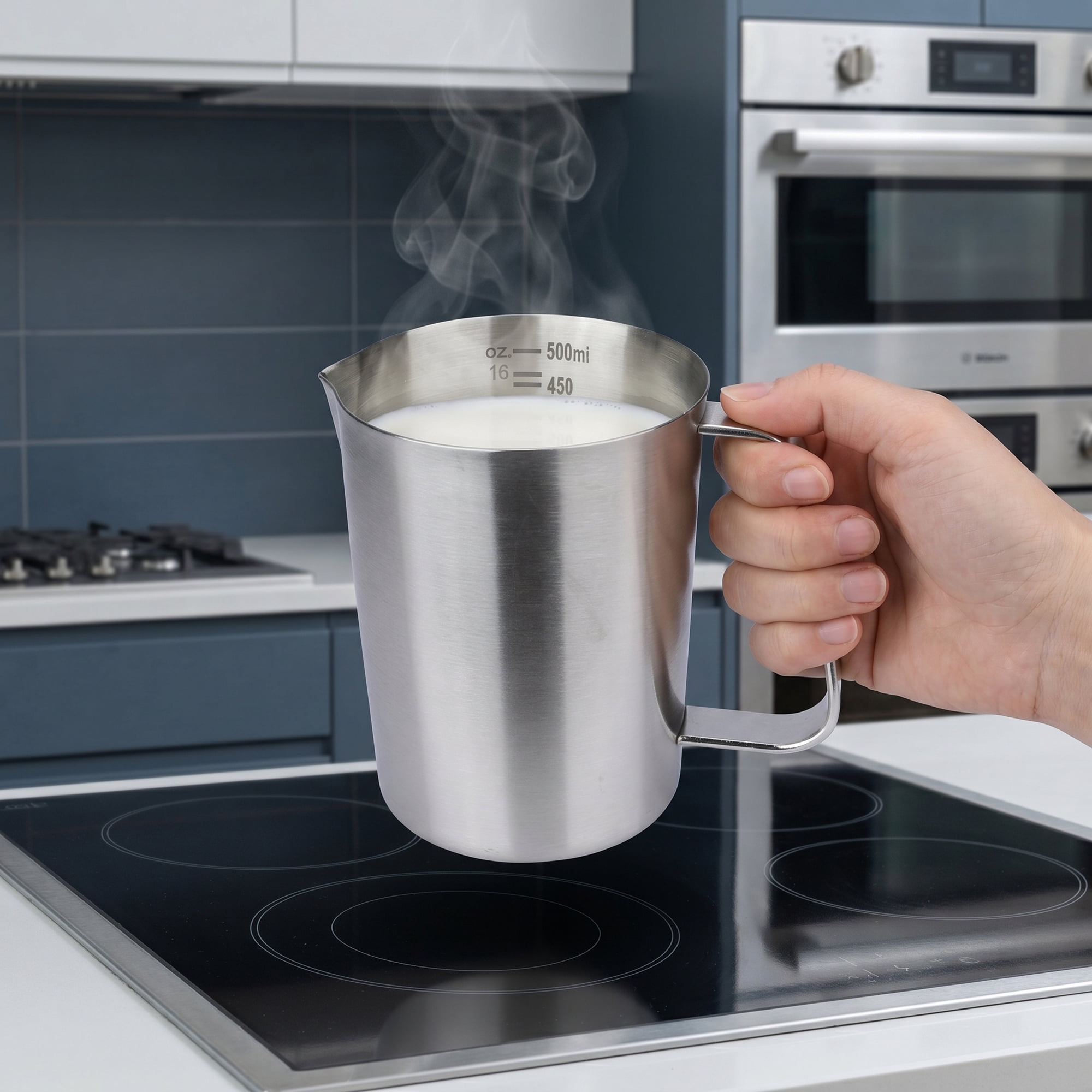 Unique Bargains Stainless Steel Measuring Cup with Easy Read Lines Silver 500ml