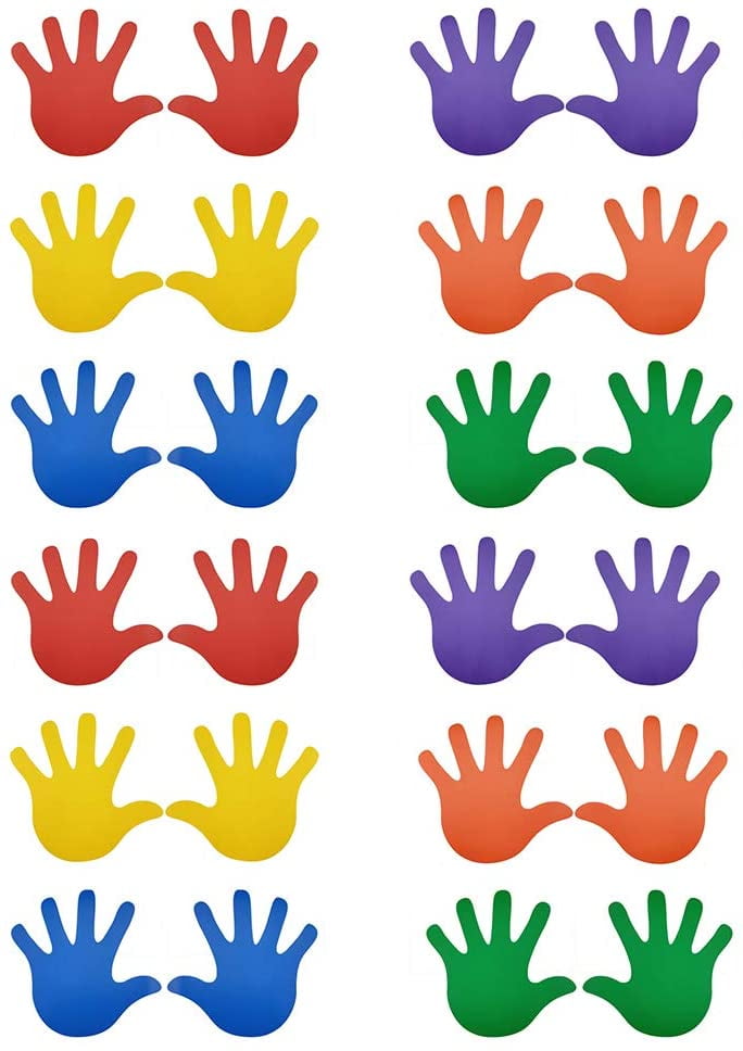 24 Prints 12 Pairs Baby Children Kids Size Colorful Handprint Cut Outs 