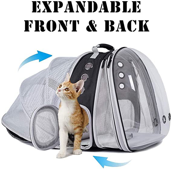 Interfashioner Cat Bubble Backpack Backpack for Fat Cat¡­ Back Expandable Clear Pet Cat Carrier Backpack Bubble for Small Dog up to 20 lbs Green, Back Expan