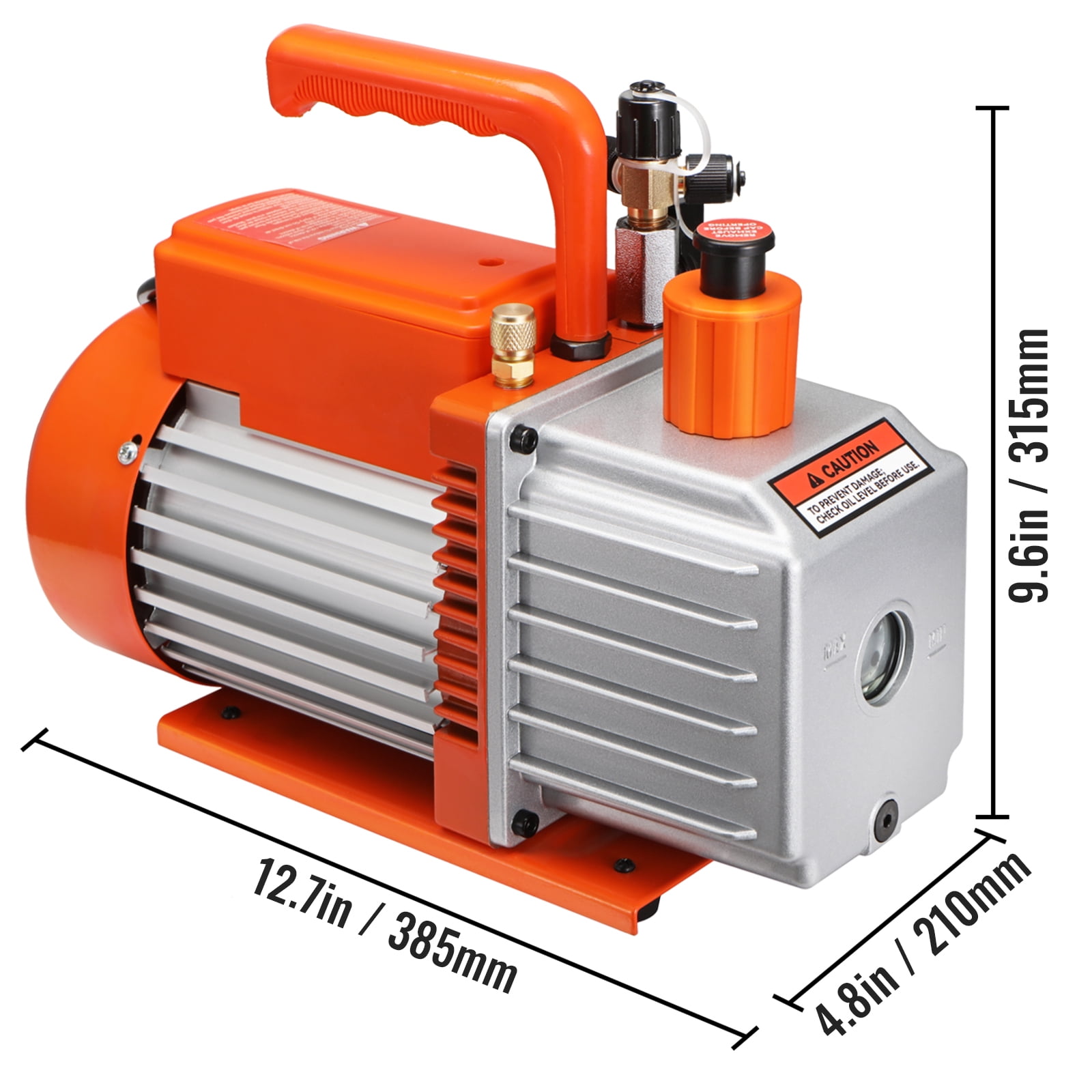 KFFKFF 1/2 HP 2 Stage Rotary Vane Vacuum Pump, 5 CFM, 115V Air Conditioning Vacuum Pump, 1/4" SAE Male 3/8" SAE Male 1/2" ACME Male Inlet, for HVAC Repair, Refrigeration Maintenance, Resin Degassing