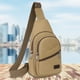 thumbnail image 2 of Mens Crossbody Messenger Bag: Bolsa de hombro con cremallera para teléfono para trabajo / viaje, bolso de pecho a prueba de agua de moda caqui, 2 of 6
