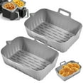 thumbnail image 2 of 2PCS Air Friteuse Pot de Silicone avec Poignée Réutilisable Air Friteuse Doublure Résistant à la Chaleur Air Friteuse Panier en Silicone Rectangle Cuisson Pan Air Friteuse Accessoires Doublures, 2 of 11