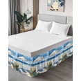 thumbnail image 3 of Sun Umbrella Ship Ruffle Bed Skirt Queen Size Watercolor Beach Chair Adjustable Elastic Dust Bed Skirts Wrap Around Bedskirt Wrinkle Free Easy Fit with 16 Inch Drop, 3 of 8
