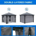 thumbnail image 4 of Dextrus 10x10FT Outdoor Single Roof Gazebo Polycarbonate Hardtop with Netting&Shaded Curtains,Sturdy Aluminum Frame Garden Tent,Ideal for Patio, Backyard,Deck and Lawns,Grey Curtain, 4 of 5