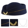 thumbnail image 3 of WORGEOUS Sombrero de azafata de aire para mujer Sombrero de asistente de vuelo de lana Gorra de azafata para disfraz Cosplay Interpretación musical - Talla M (azul marino), 3 of 8