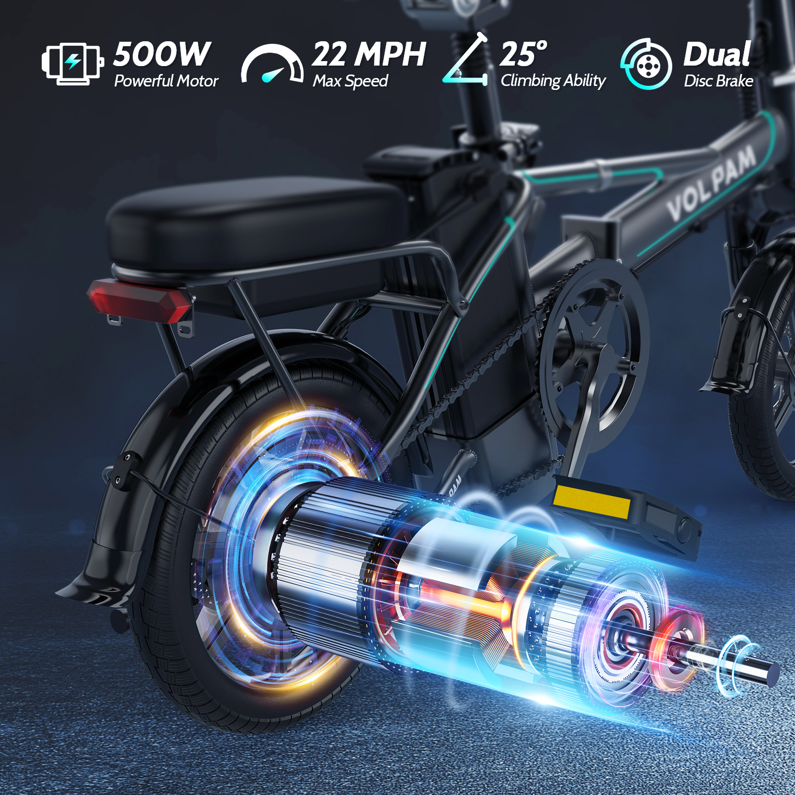 Electric Bike, 14" E-Bikes for Adults, 500W Electric Commuter Bicycle 48V 10.4 Ah Removable Battery, Max Speed 20Mph, Green