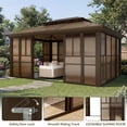 thumbnail image 2 of Hommow  12x16 Sunroom Gazebo, Polycarbonate Roof Outdoor Solarium with Sliding Door & Adjustable Window Panels, Enclosed Patio Sunroom with Mesh Screens, Aluminum Frame Backyard Enclosur, 2 of 8