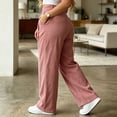 thumbnail image 6 of Inleife Women High Waist Corduroy Cargo Wide Leg Pants, Elastic Waist Drawstring Multi Pocket Casual Lounge Trousers, 6 of 6