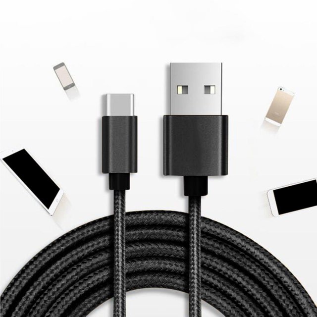 Cable De Datos De 3.28 Pies 2A Cable Usb De Carga Rápida Cable De Cargador Antienredos Trenzado De Nylon Para Teléfonos Iphone Android Monstrate EL012906-00