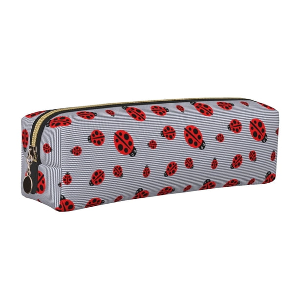 Balery Ladybug Estuche de Lápices de Cuero Impreso, Estuche para Suministros de Arte, Estuche de Lápices con Cremallera, Estuche de Almacenamiento de Papelería