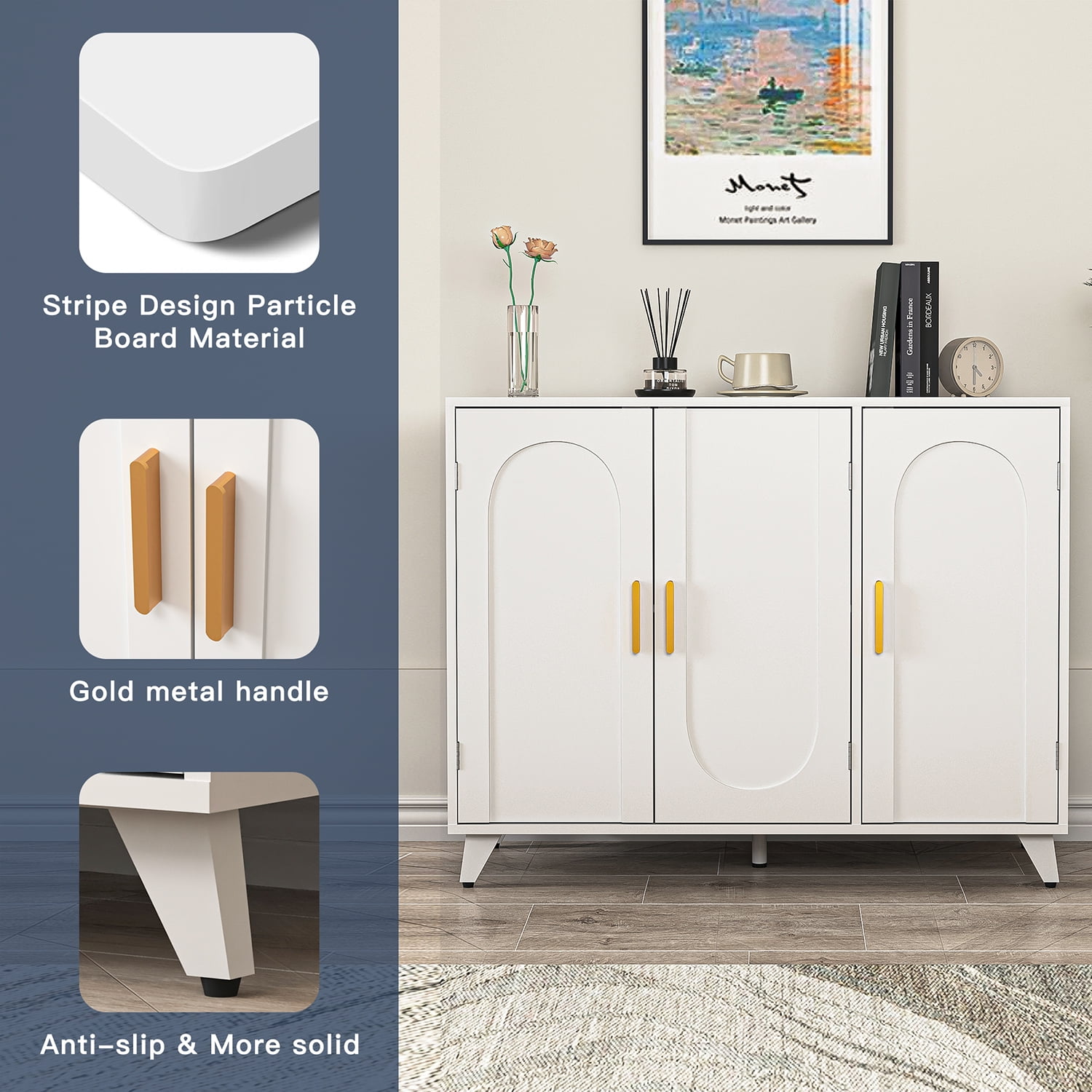 Spaco Elegant Accent Cabinet, Soft-Close Hinges, Versatile for Home Spaco Elegant Accent Cabinet, Soft-Close Hinges, Versatile for Home
