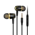 thumbnail image 4 of Methold Auricular con cable In-Ear Reducción de ruido Portátil Correr Video TV Smartphone Tablet Auricular con conector de 3,5 mm Negro + Oro Negro+Oro 10piezas, 4 of 6