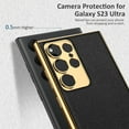thumbnail image 3 of Compatible Samsung Galaxy S23 Ultra Leather Case,Electroplate Leather with Plating Soft Silicone TPU Shockproof with with Camera Protection Bumper Case for Galaxy S23 Ultra Phone Case-Black, 3 of 14