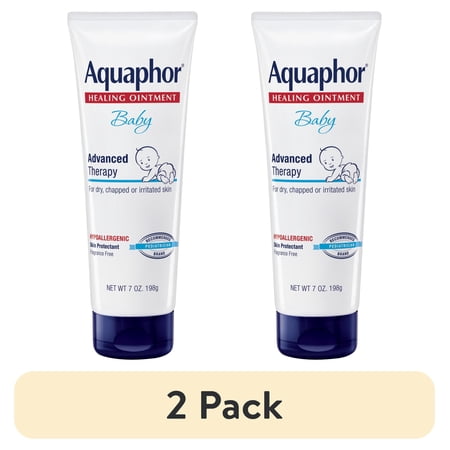 (2 pack) Aquaphor Baby Healing Ointment for Teething, Drool and Diaper Rash, Hypoallergenic, 7 oz